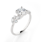 Round Lab Grown Diamond Side Stone Engagement Ring