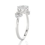 Round Lab Grown Diamond Side Stone Engagement Ring