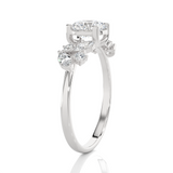 Round Lab Grown Diamond Side Stone Engagement Ring
