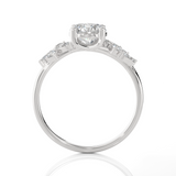 Round Lab Grown Diamond Side Stone Engagement Ring