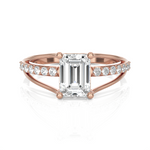Emerald-Cut Lab Grown Diamond Side Stone Engagement Ring