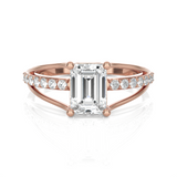 Emerald-Cut Lab Grown Diamond Side Stone Engagement Ring