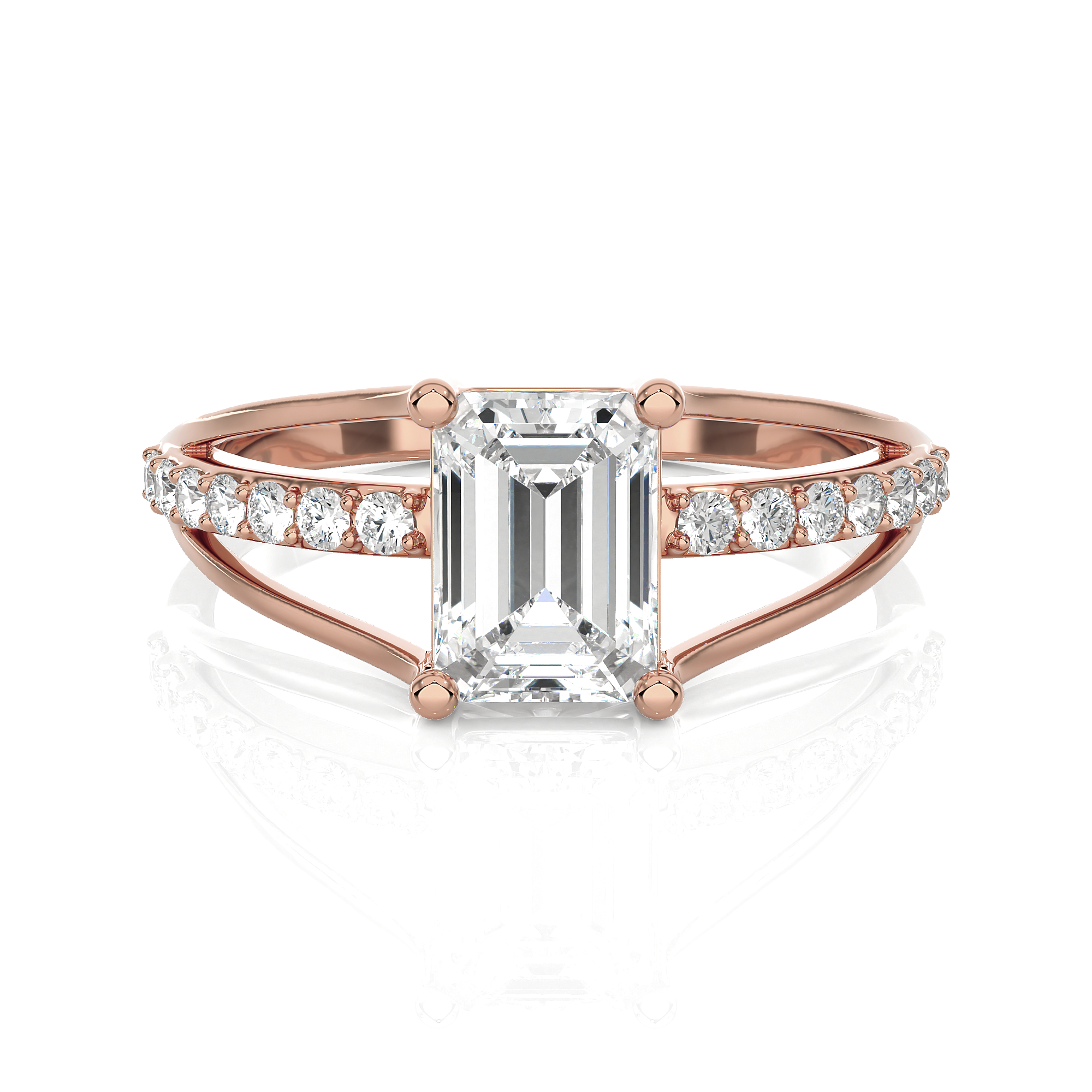 Emerald-Cut Lab Grown Diamond Side Stone Engagement Ring