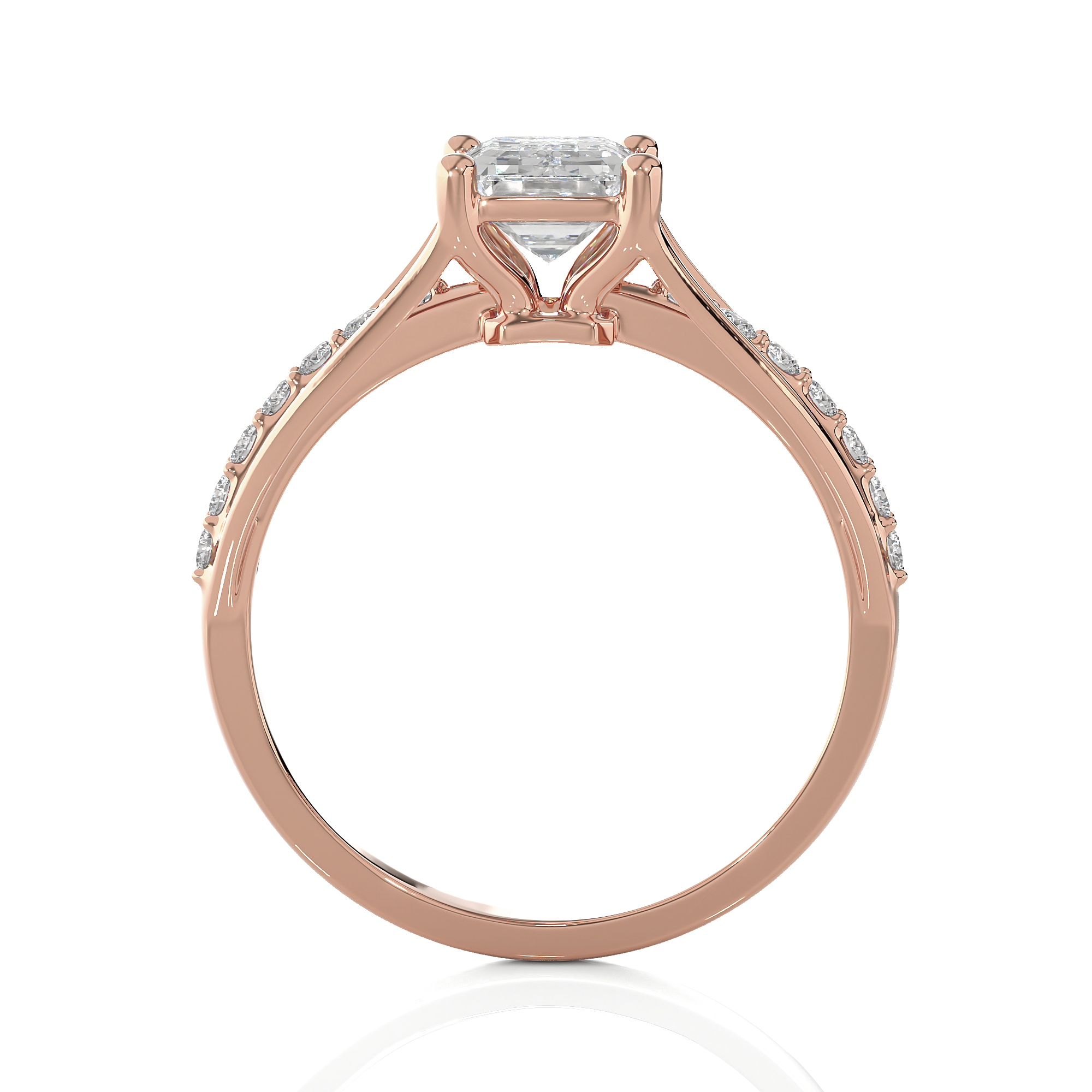 Emerald-Cut Lab Grown Diamond Side Stone Engagement Ring
