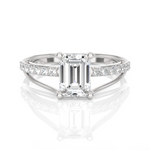 Emerald-Cut Lab Grown Diamond Side Stone Engagement Ring