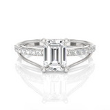 Emerald-Cut Lab Grown Diamond Side Stone Engagement Ring
