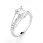 Emerald-Cut Lab Grown Diamond Side Stone Engagement Ring