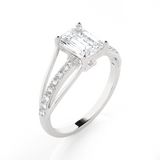 Emerald-Cut Lab Grown Diamond Side Stone Engagement Ring