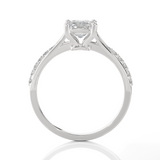 Emerald-Cut Lab Grown Diamond Side Stone Engagement Ring