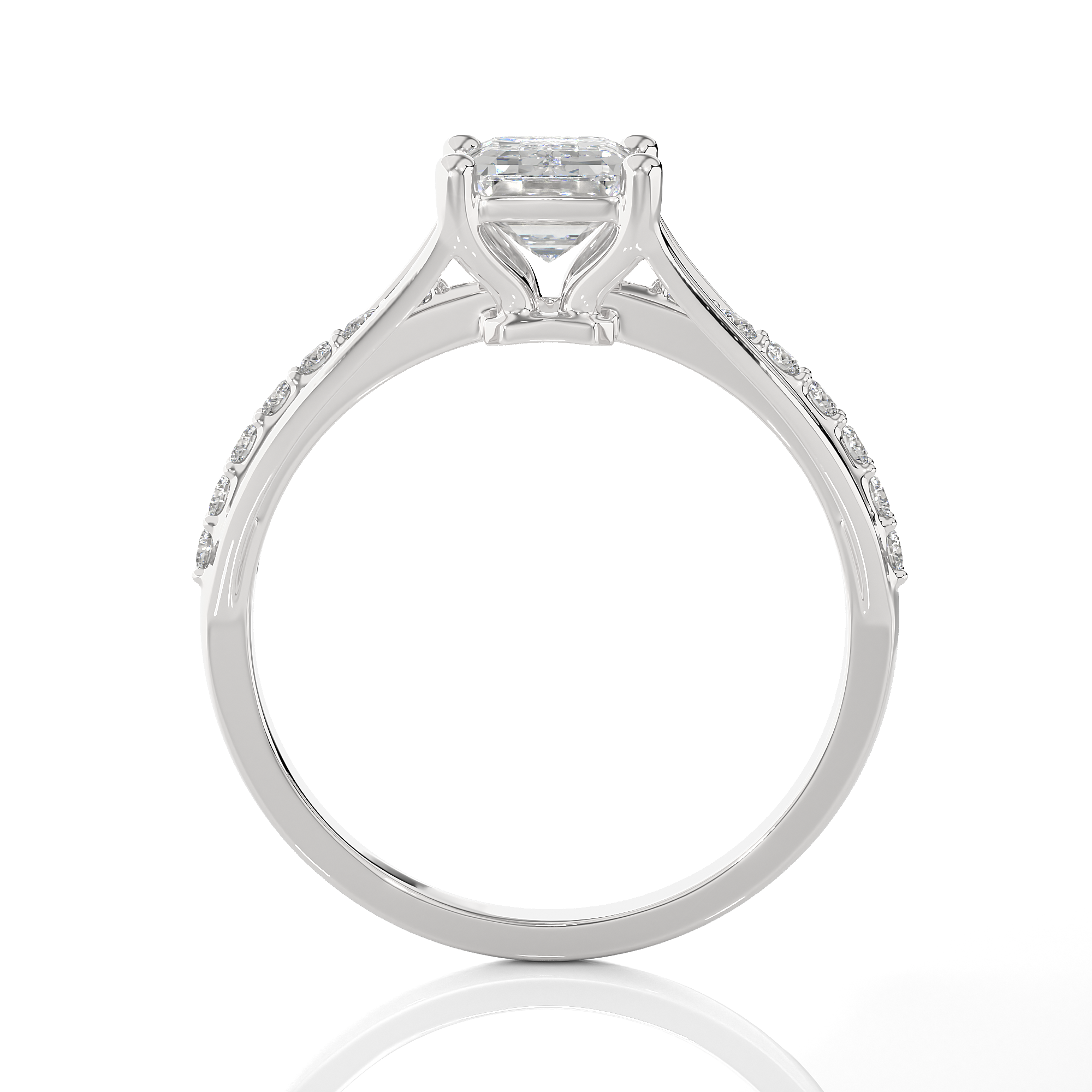 Emerald-Cut Lab Grown Diamond Side Stone Engagement Ring
