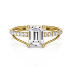 Emerald-Cut Lab Grown Diamond Side Stone Engagement Ring