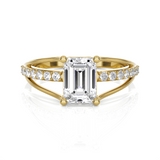 Emerald-Cut Lab Grown Diamond Side Stone Engagement Ring