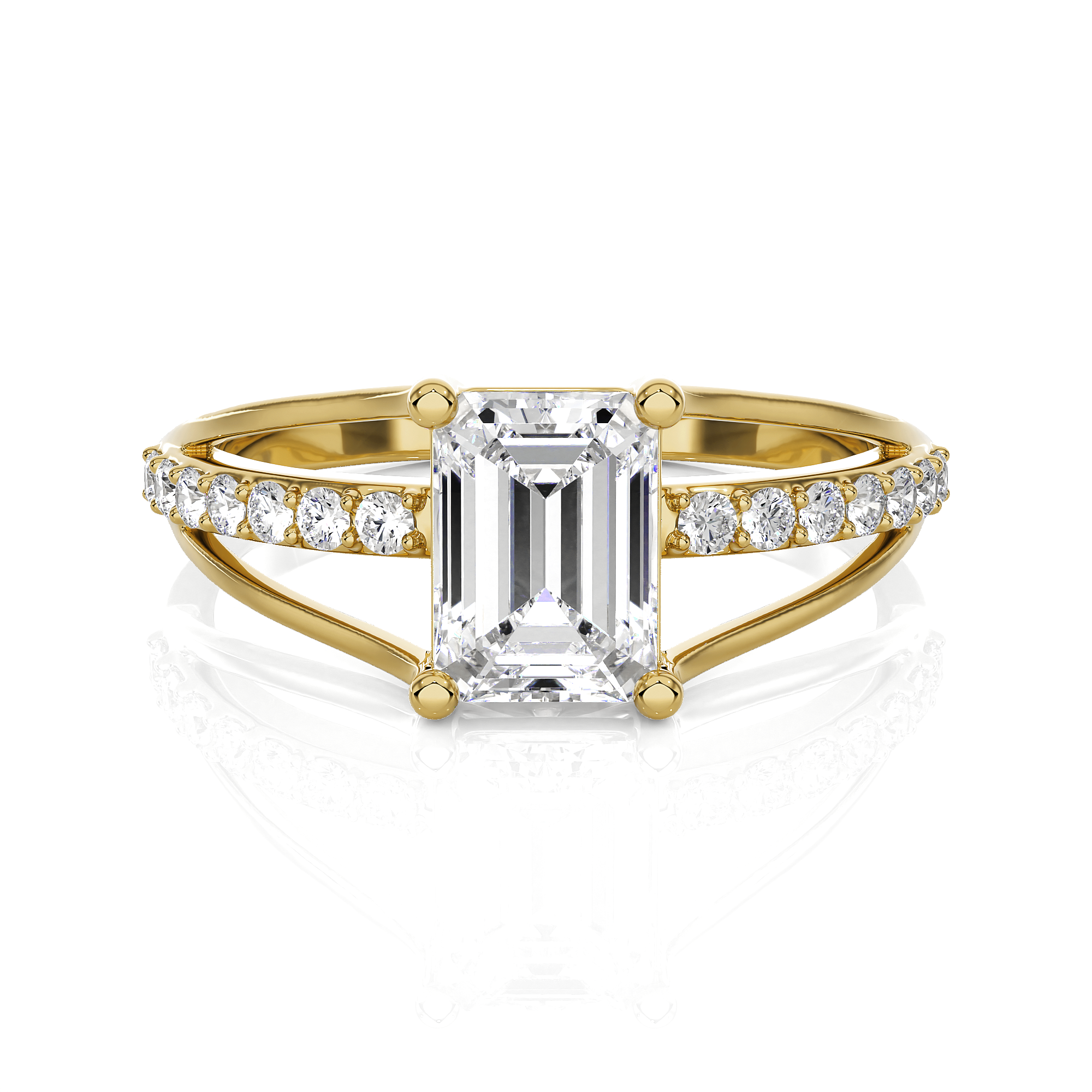 Emerald-Cut Lab Grown Diamond Side Stone Engagement Ring