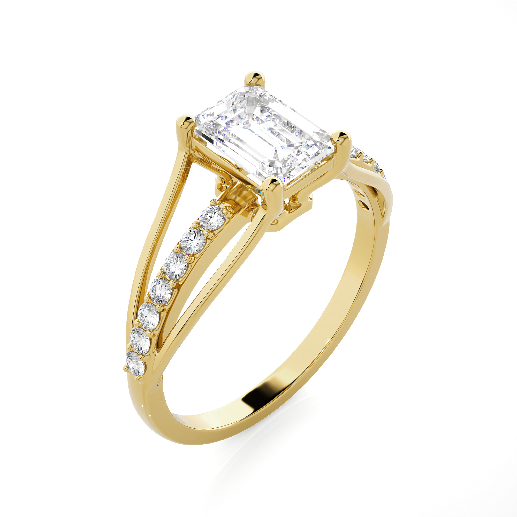 Emerald-Cut Lab Grown Diamond Side Stone Engagement Ring