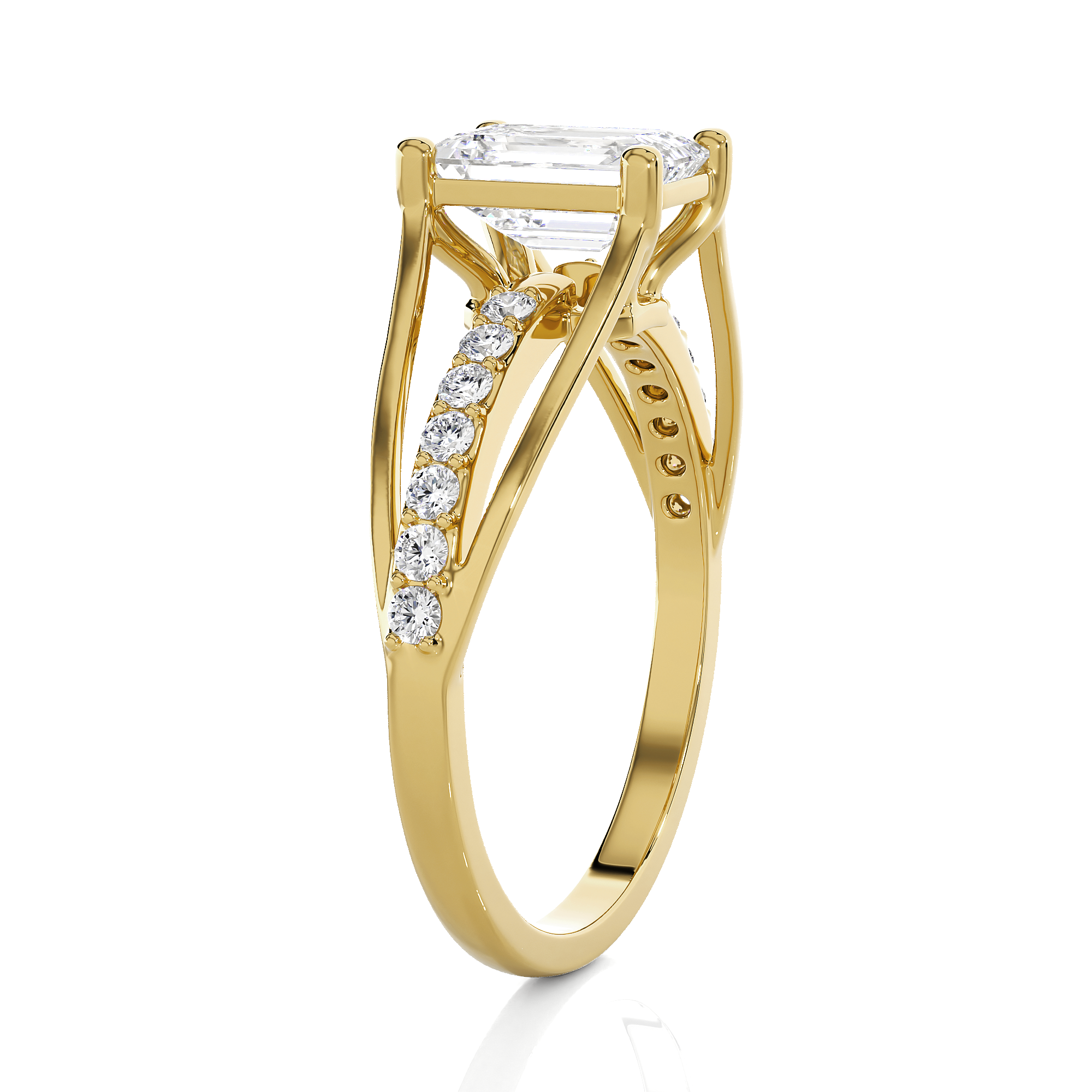 Emerald-Cut Lab Grown Diamond Side Stone Engagement Ring