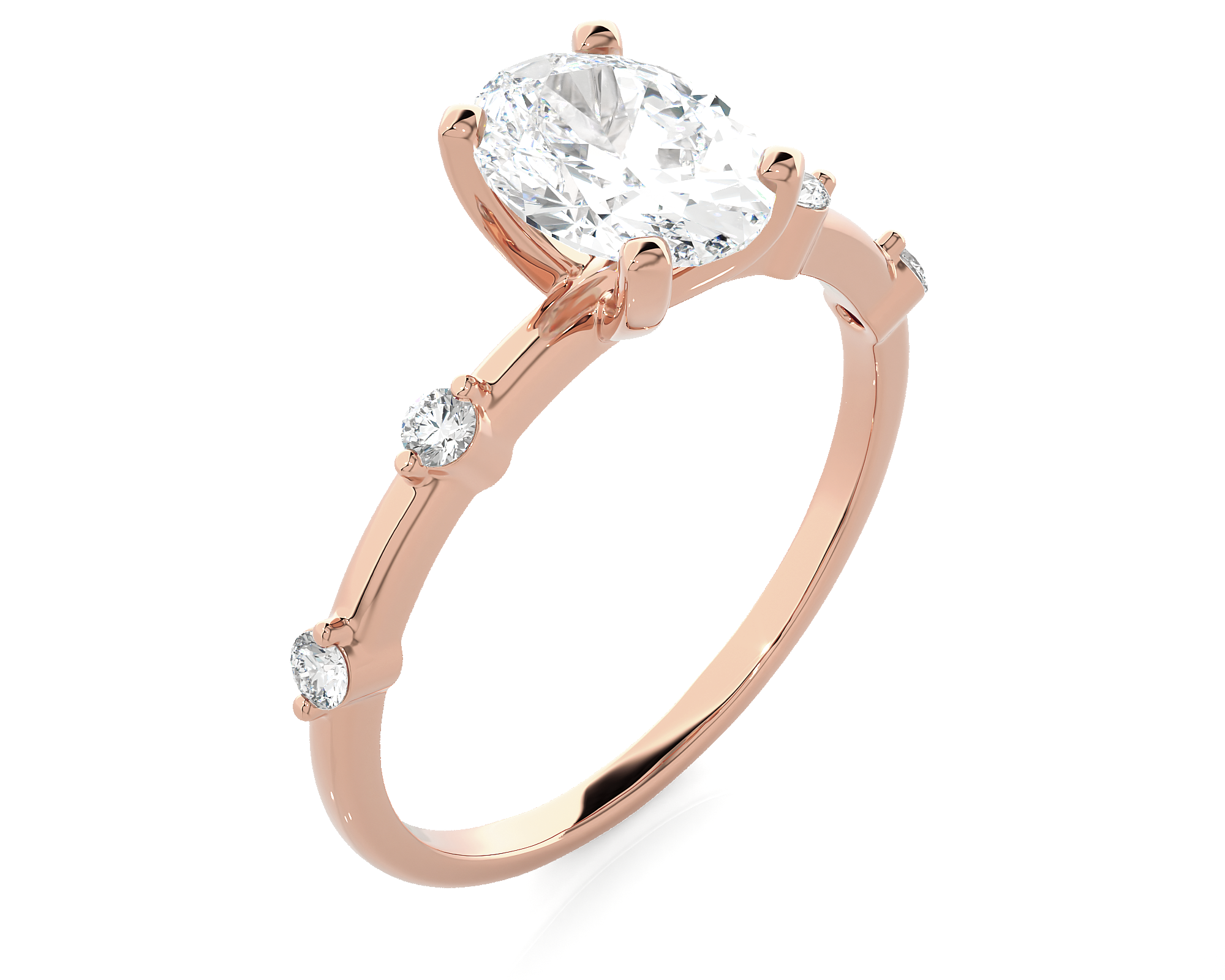 Oval Lab Grown Diamond Side Stone Engagement Ring