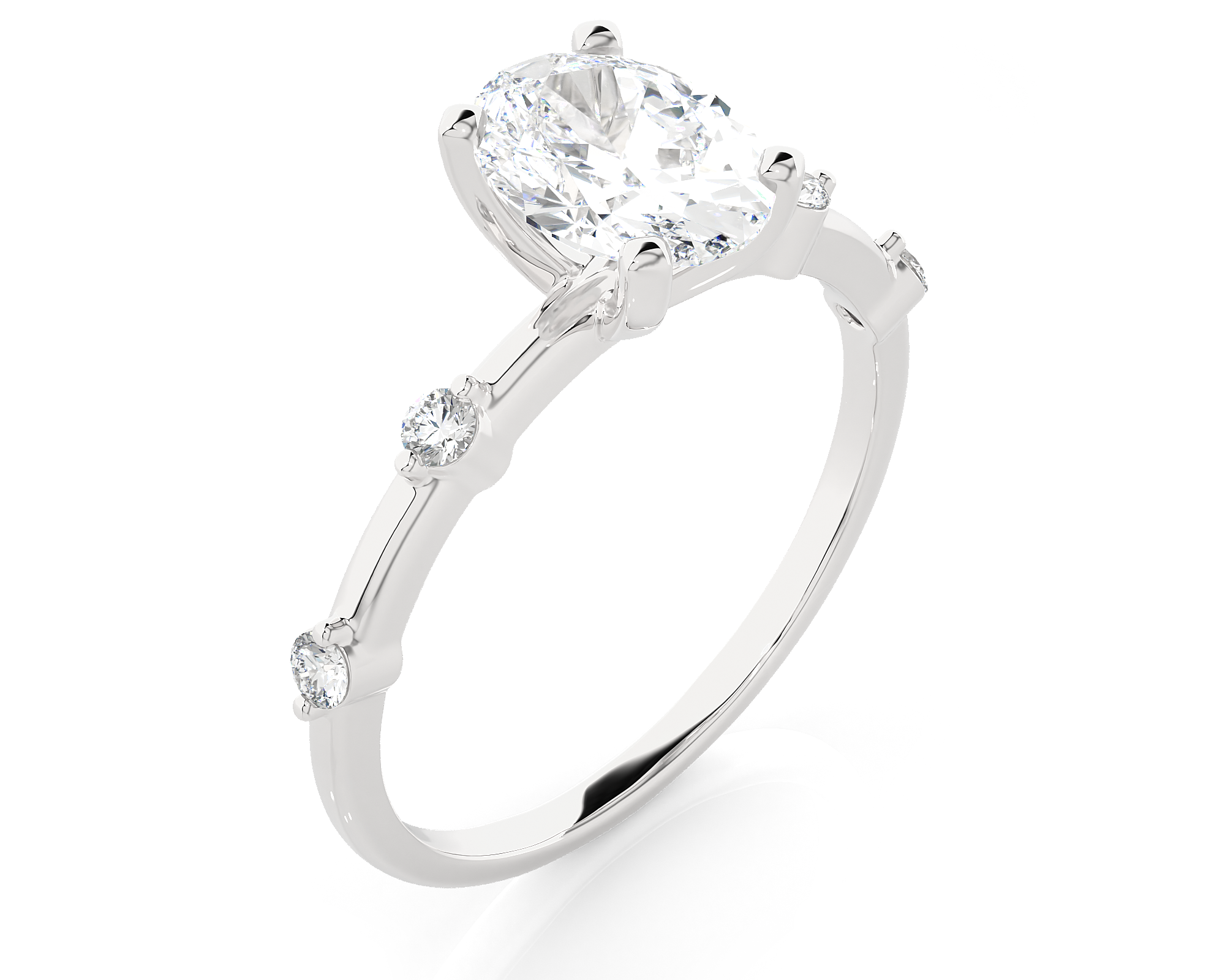 Oval Lab Grown Diamond Side Stone Engagement Ring