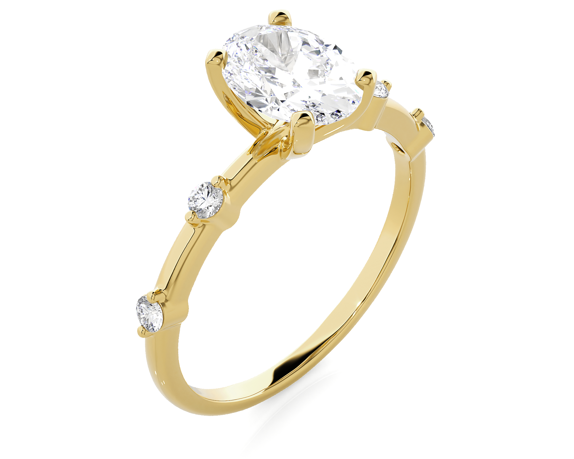 Oval Lab Grown Diamond Side Stone Engagement Ring