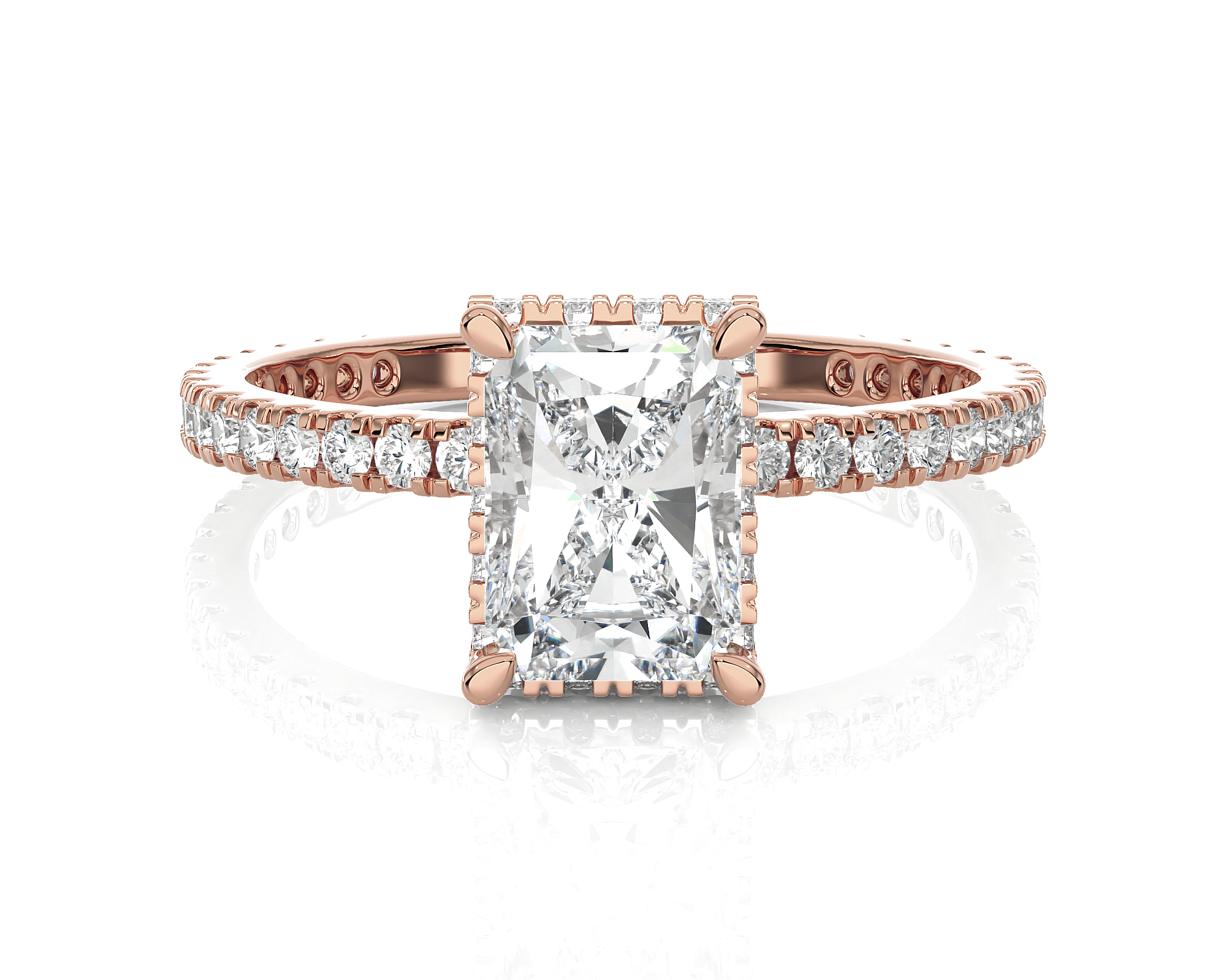 Emerald-Cut Lab Grown Diamond Halo Engagement Ring