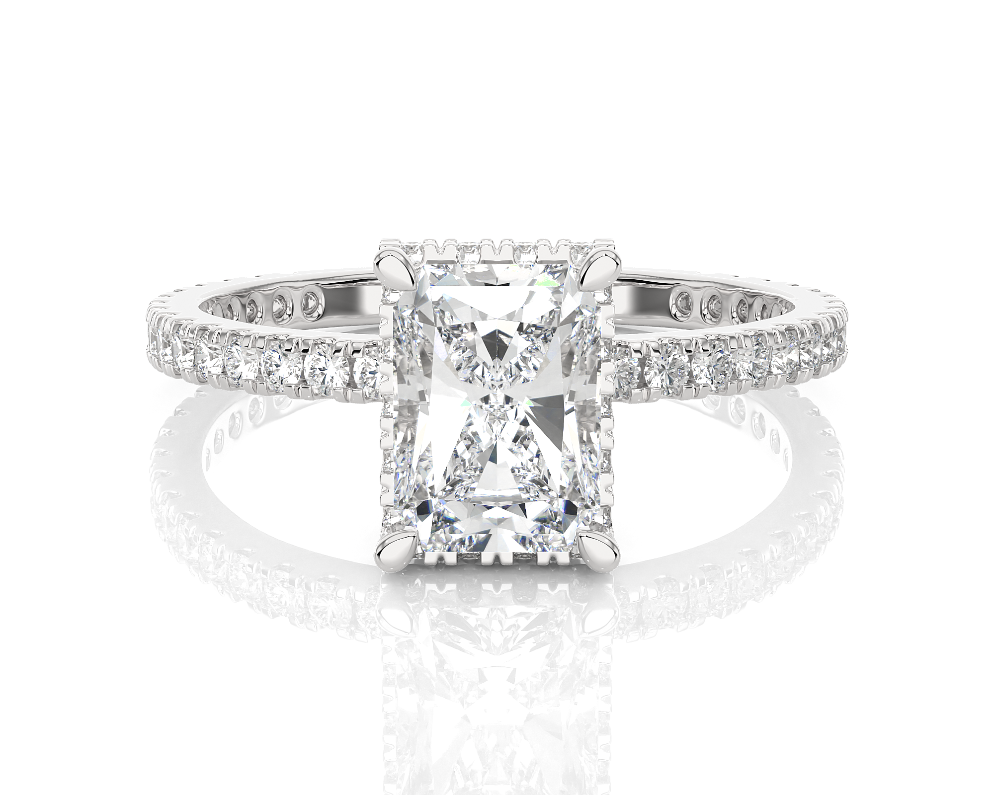 Emerald-Cut Lab Grown Diamond Halo Engagement Ring