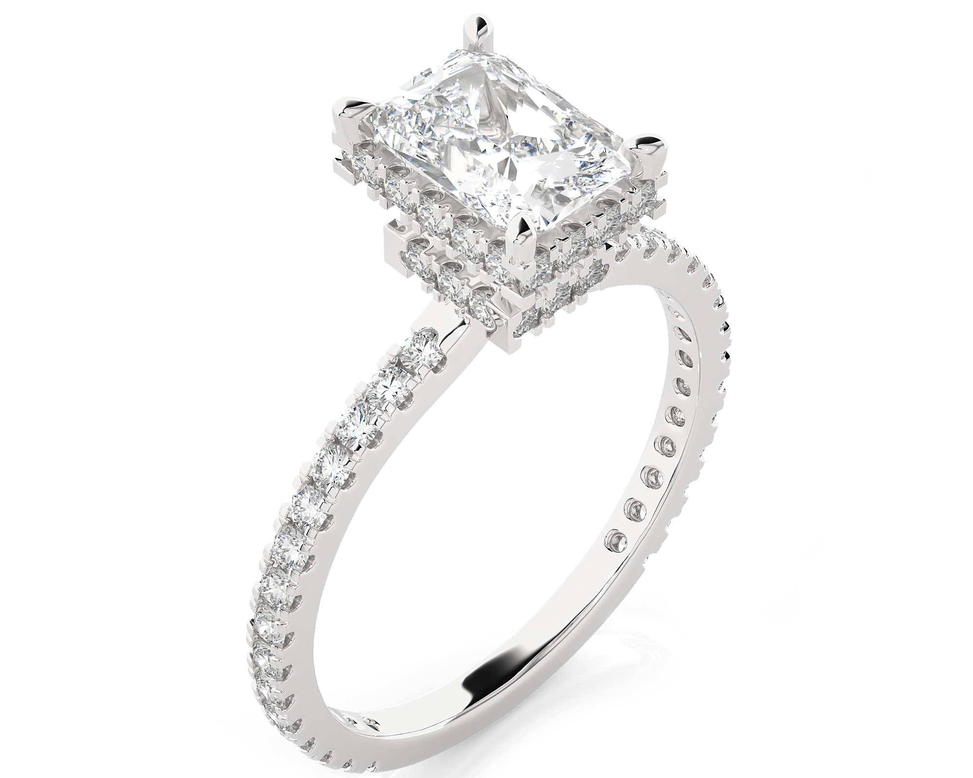 Emerald-Cut Lab Grown Diamond Halo Engagement Ring