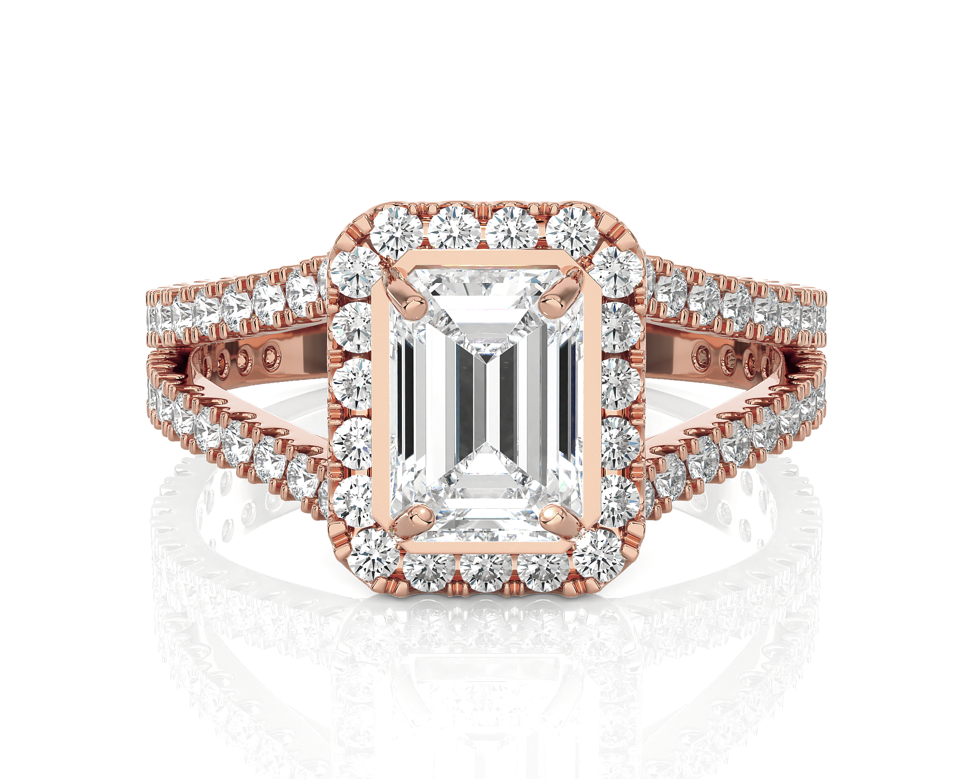 Emerald-Cut Lab Grown Diamond Halo Engagement Ring