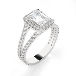 Emerald-Cut Lab Grown Diamond Halo Engagement Ring