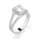 Emerald-Cut Lab Grown Diamond Halo Engagement Ring