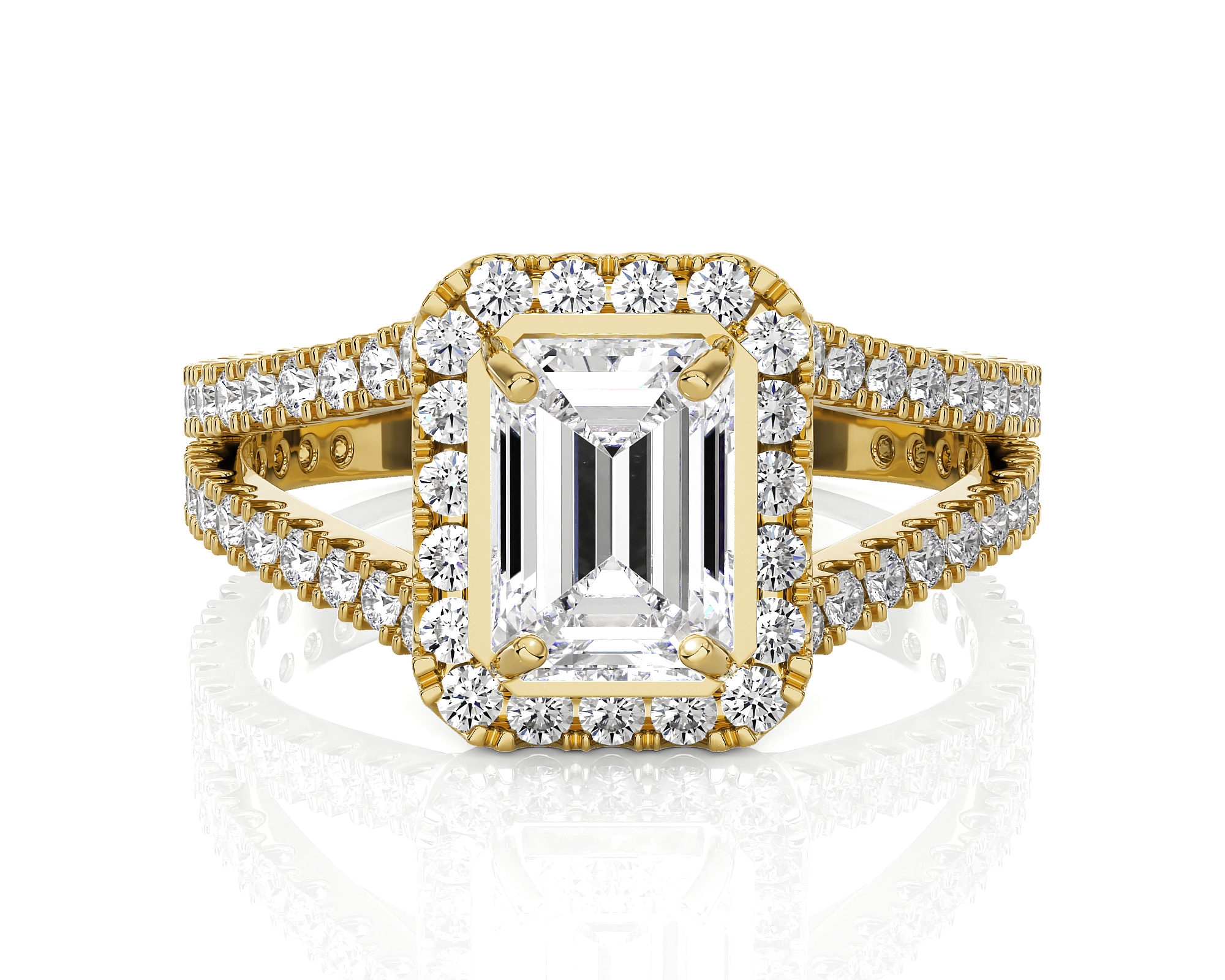 Emerald-Cut Lab Grown Diamond Halo Engagement Ring