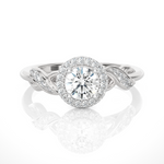 Round Lab Grown Diamond Halo Engagement Ring