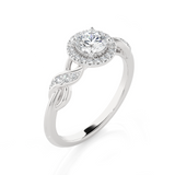 Round Lab Grown Diamond Halo Engagement Ring