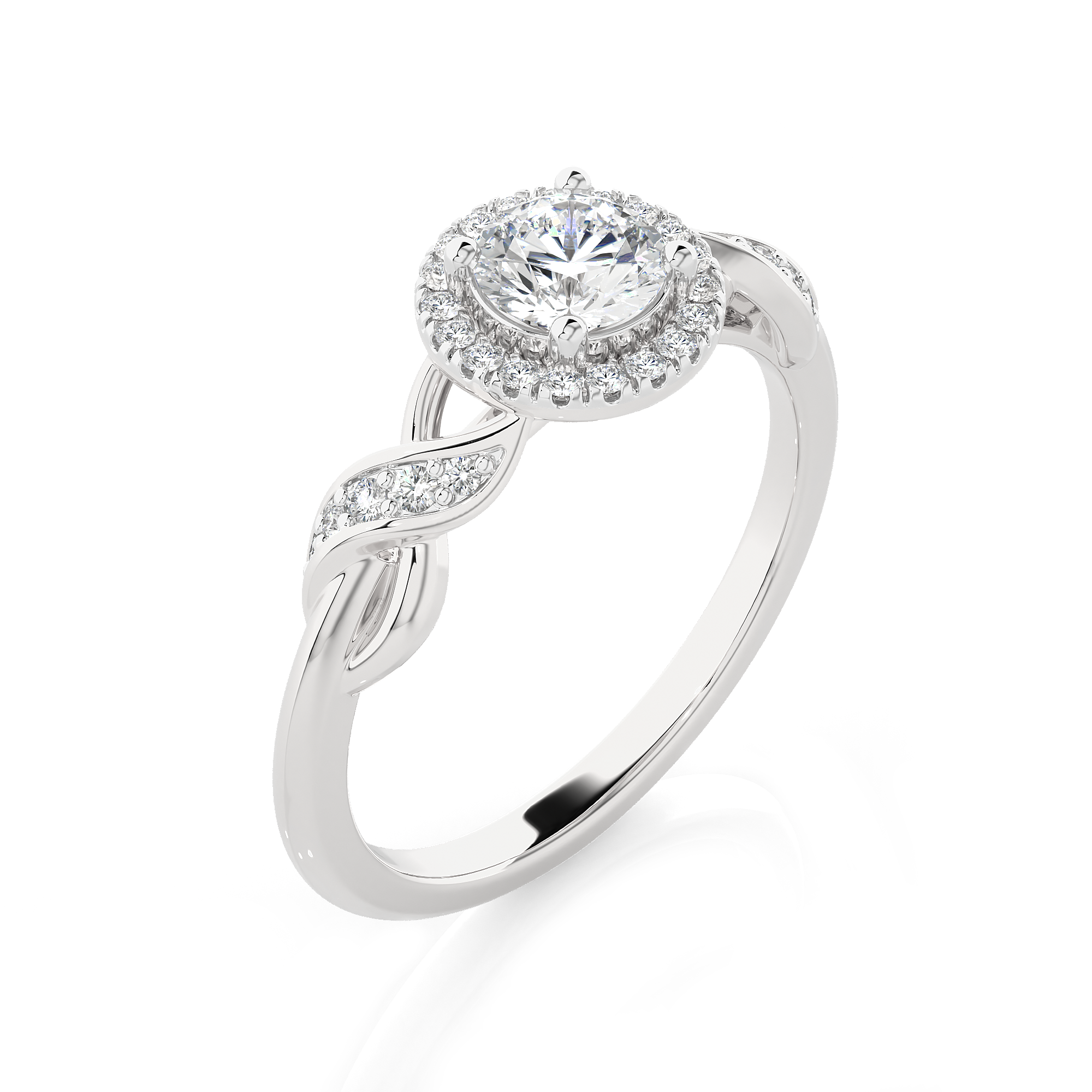 Round Lab Grown Diamond Halo Engagement Ring