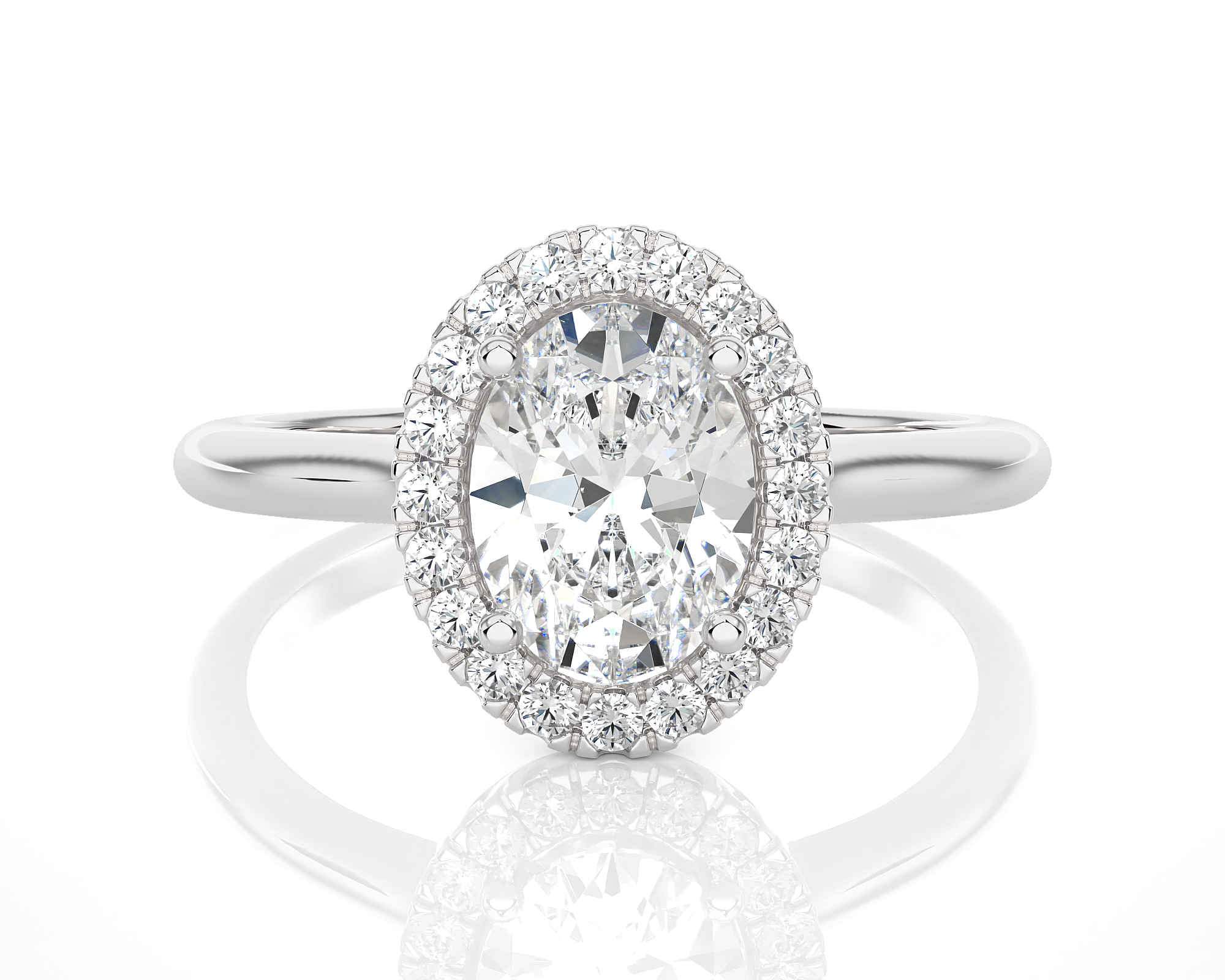 Oval Lab Grown Diamond Halo Engagement Ring