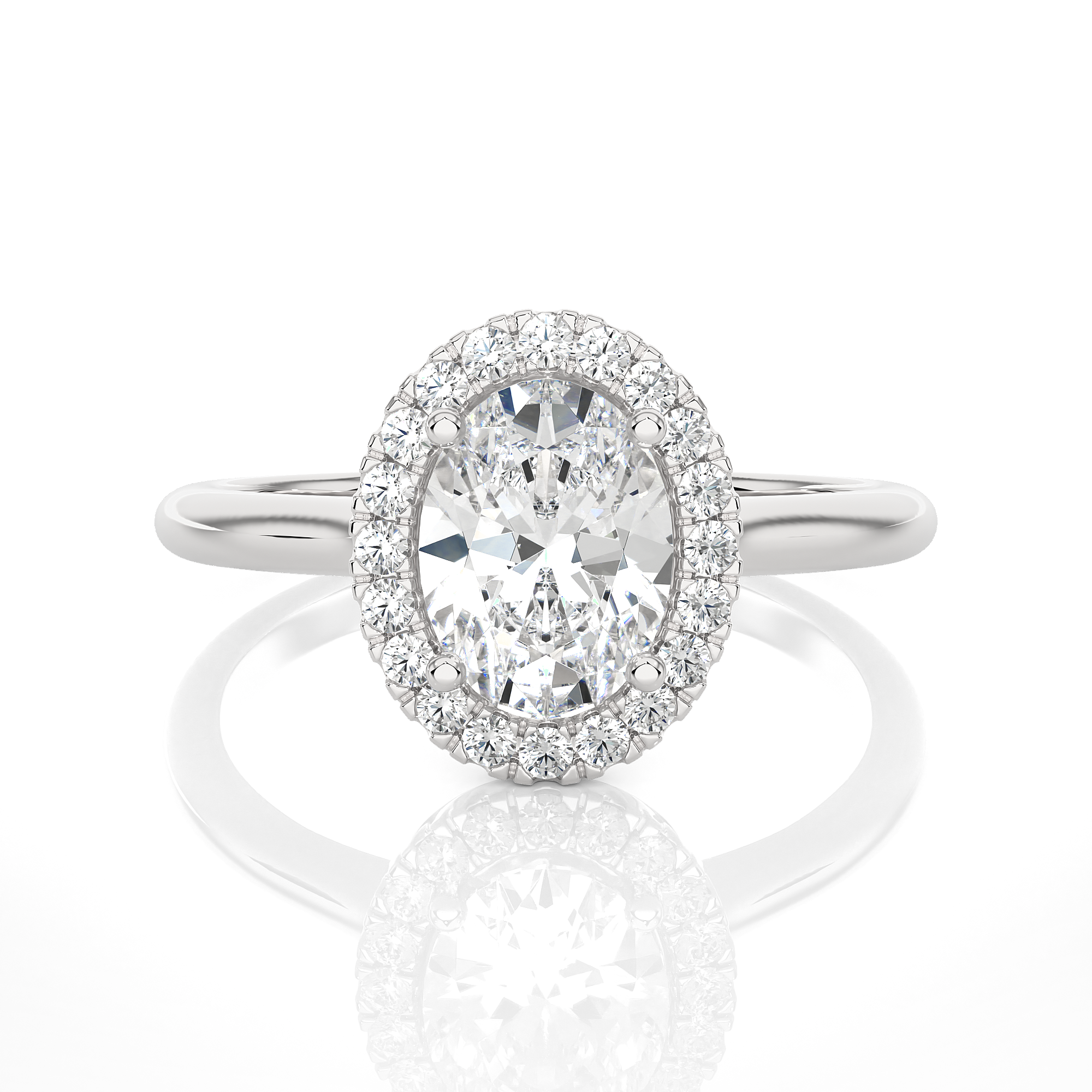 Oval Lab Grown Diamond Halo Engagement Ring