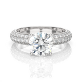 Round Lab Grown Diamond Side Stone Engagement Ring