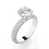 Round Lab Grown Diamond Side Stone Engagement Ring