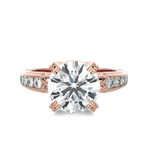 Round Lab Grown Diamond Side Stone Engagement Ring