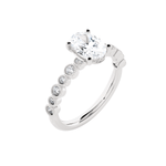 Round Lab Grown Diamond Side Stone Engagement Ring