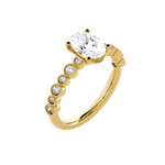 Round Lab Grown Diamond Side Stone Engagement Ring