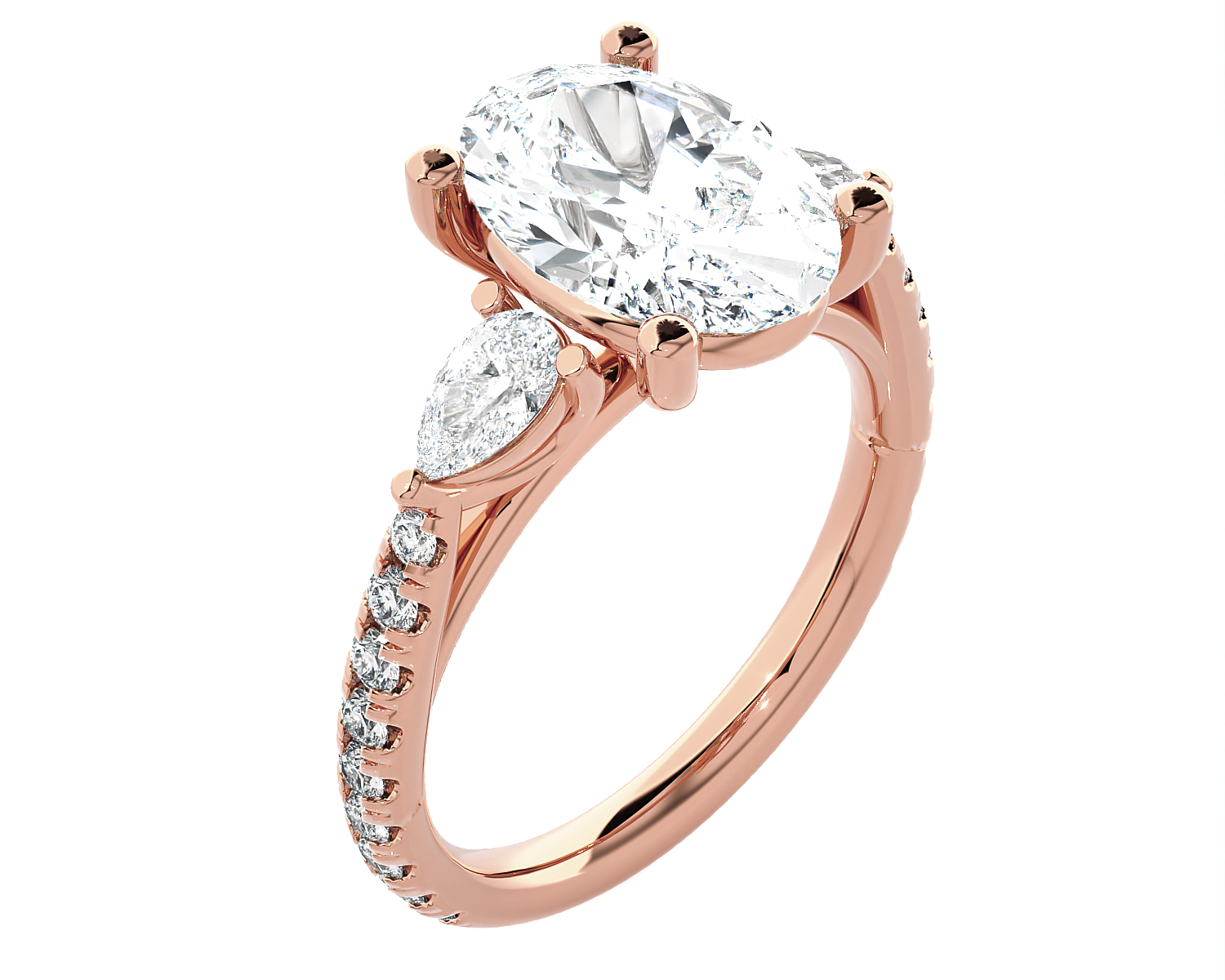 Oval with Pear-Shaped 3 Stone Lab Grown Diamond Ring