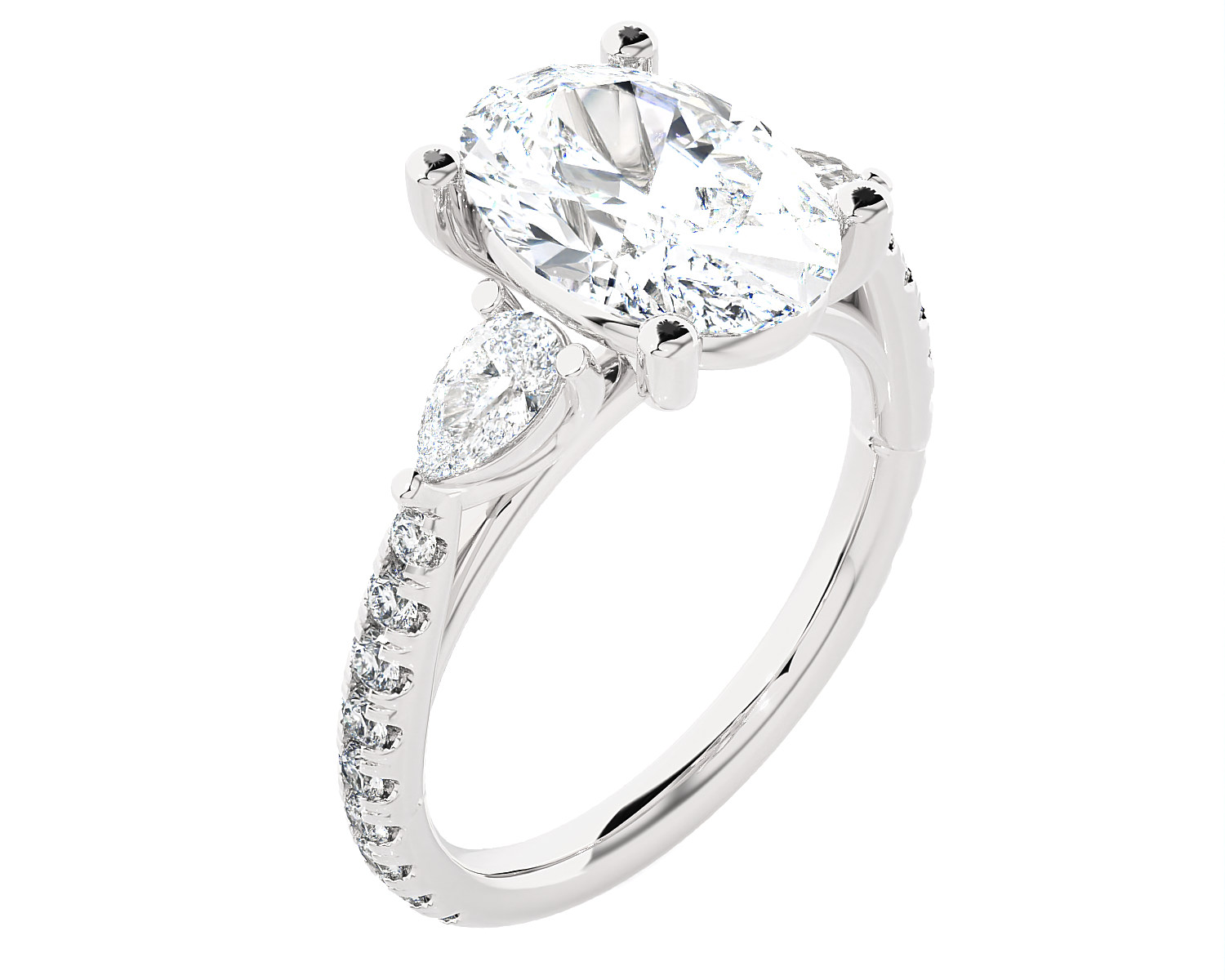 Oval with Pear-Shaped 3 Stone Lab Grown Diamond Ring