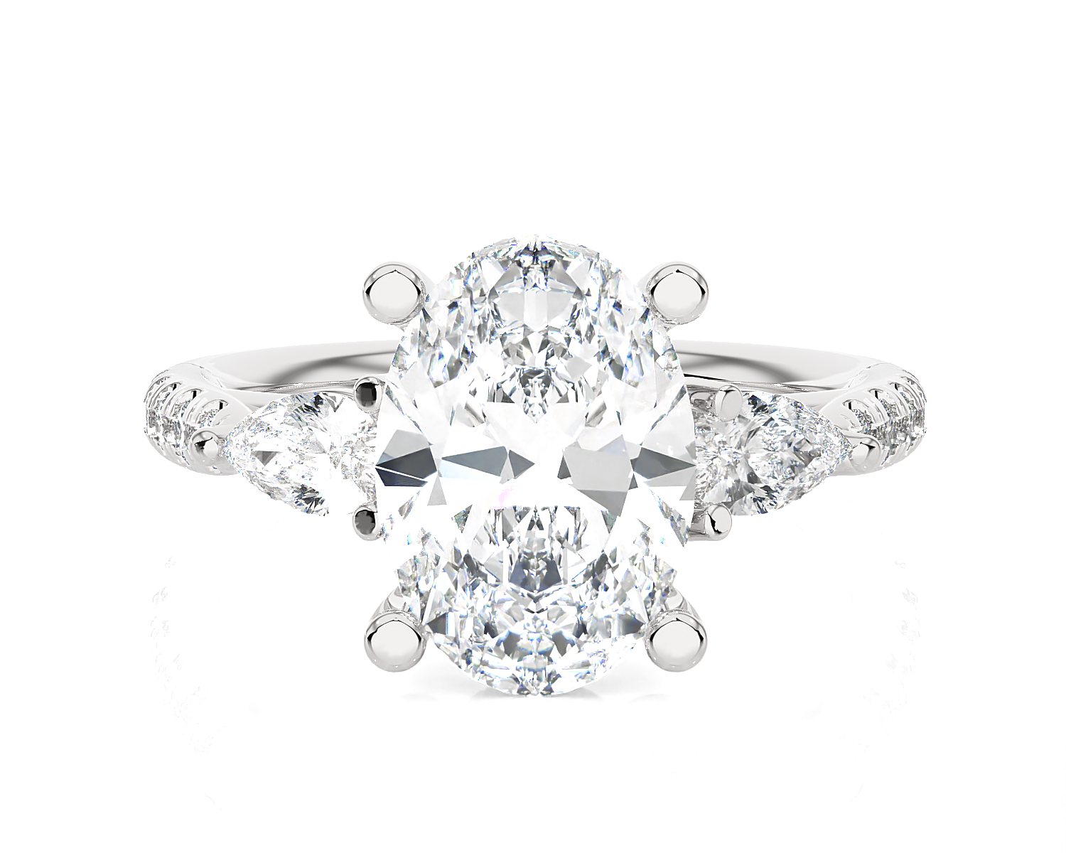 Oval with Pear-Shaped 3 Stone Lab Grown Diamond Ring