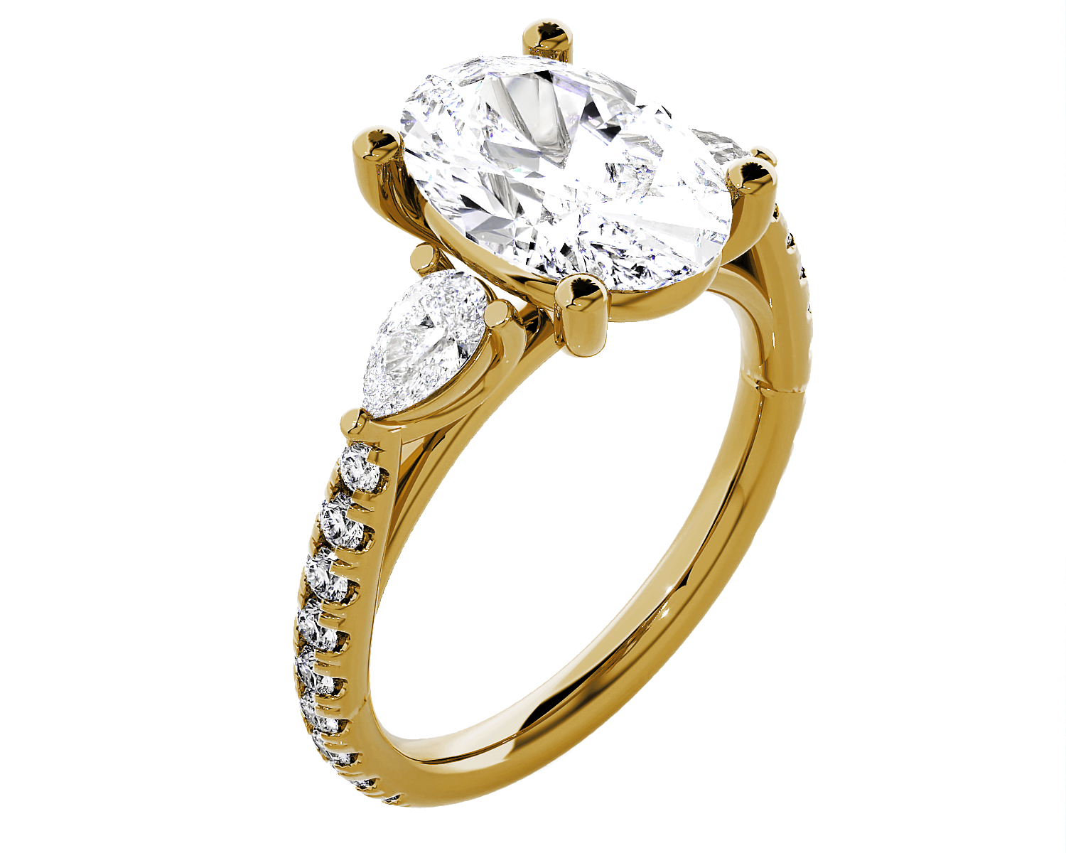 Oval with Pear-Shaped 3 Stone Lab Grown Diamond Ring