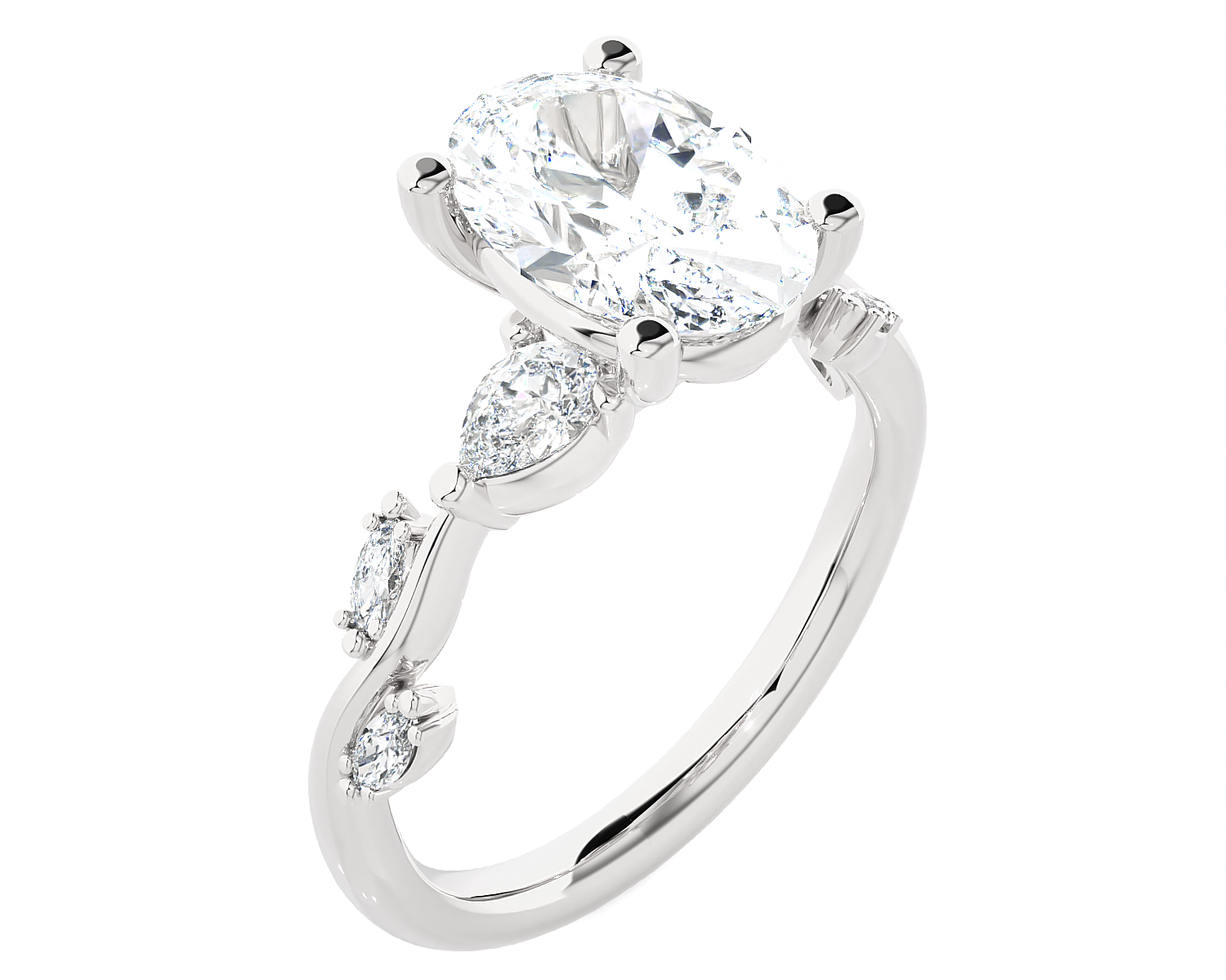 Oval Lab Grown Diamond Side Stone Engagement Ring