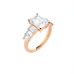 Emerald-Cut Lab Grown Diamond Side Stone Engagement Ring