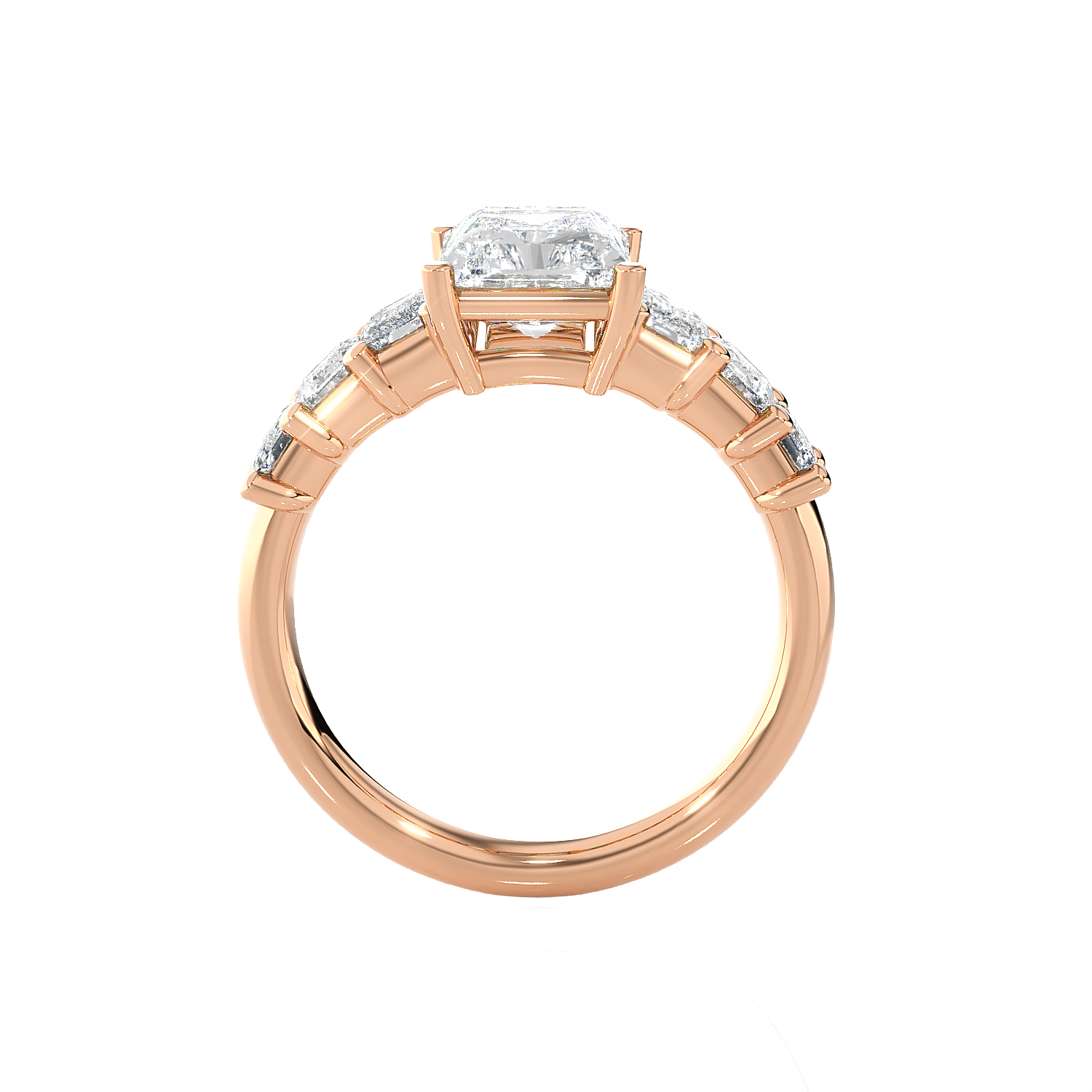 Emerald-Cut Lab Grown Diamond Side Stone Engagement Ring