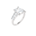 Emerald-Cut Lab Grown Diamond Side Stone Engagement Ring