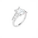Emerald-Cut Lab Grown Diamond Side Stone Engagement Ring