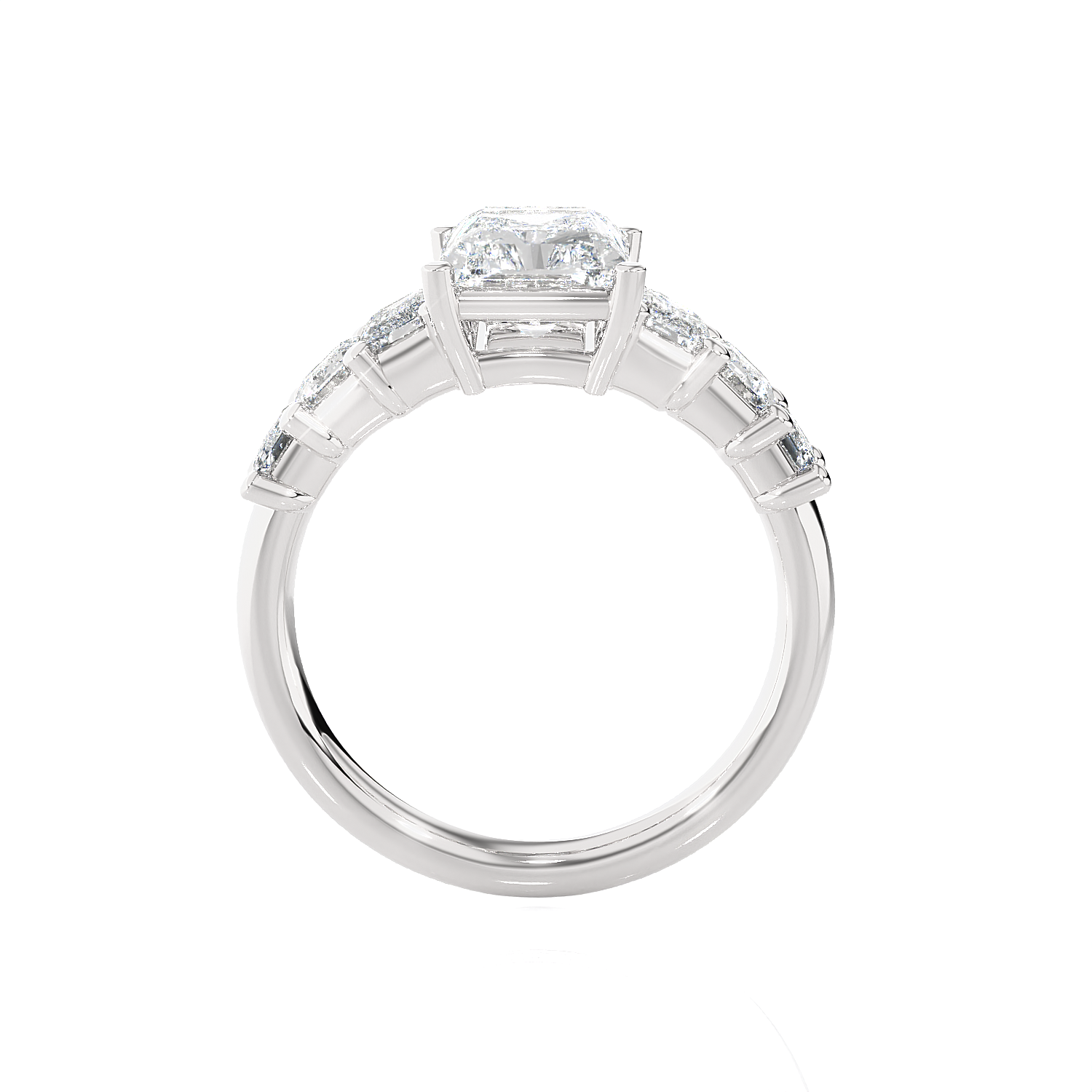 Emerald-Cut Lab Grown Diamond Side Stone Engagement Ring