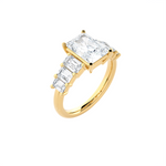 Emerald-Cut Lab Grown Diamond Side Stone Engagement Ring